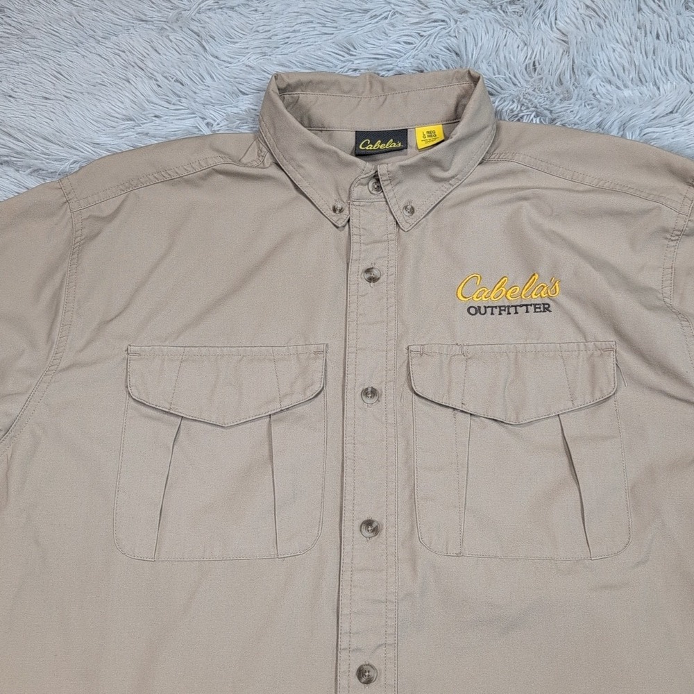 Cabela's Shirt Mens L Biege Button Up Casual Pockets Outdoors Active Uniform - Picture 9 of 10